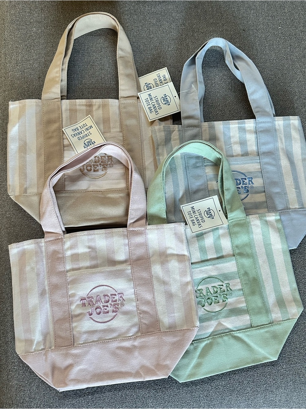Trader Joe's Summer New Release Pastel Stripe Canvas Tote Bag- 4